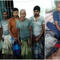 আহত সেনাসদস্য এবং আটককৃত পাঁচ হামলাকারী। ছবি: সারাবেলার খবর
